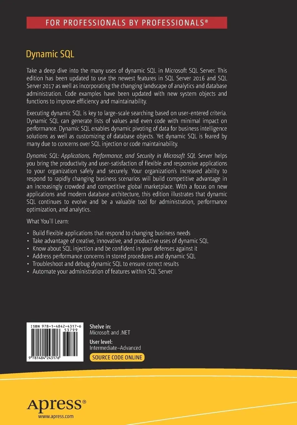 Rückseite: 9781484243176 | Dynamic SQL | Edward Pollack | Taschenbuch | xx | Englisch | 2018