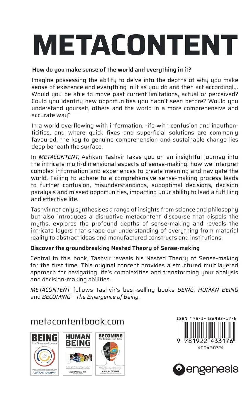 Rückseite: 9781922433176 | Metacontent | The intellectual substrates for sense-making | Tashvir