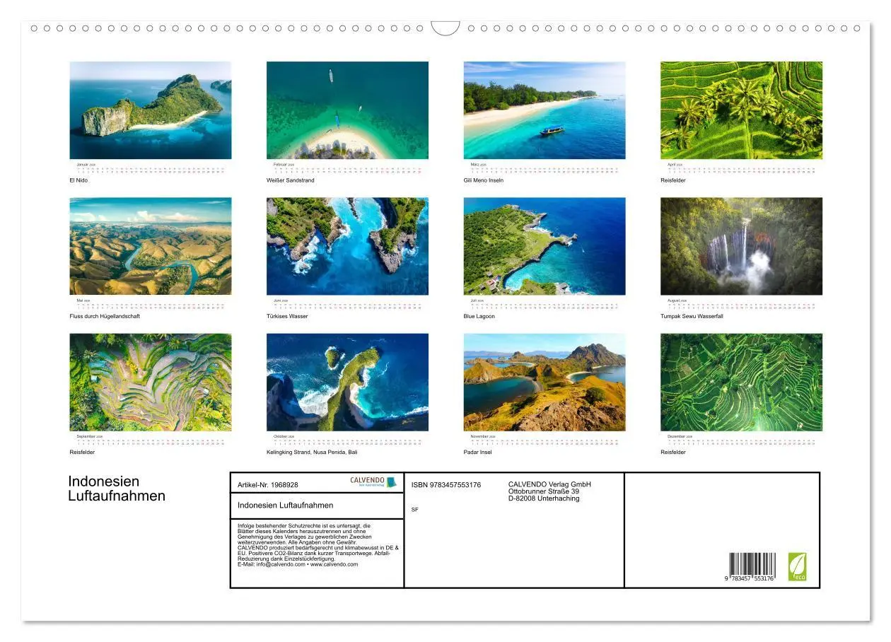 Bild: 9783457553176 | Indonesien Luftaufnahmen (Wandkalender 2026 DIN A2 quer), CALVENDO...