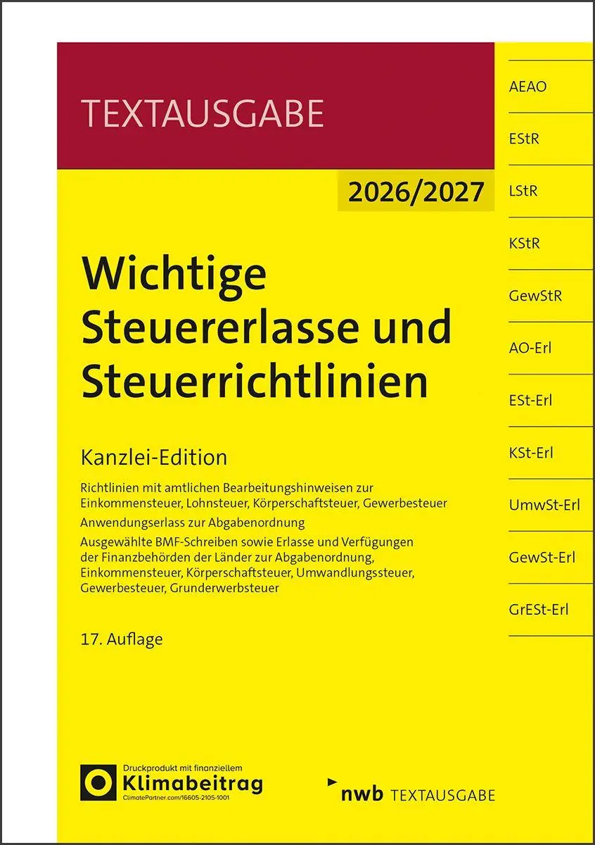 Cover: 9783482683176 | Wichtige Steuererlasse und Steuerrichtlinien | Kanzlei-Edition | 2026