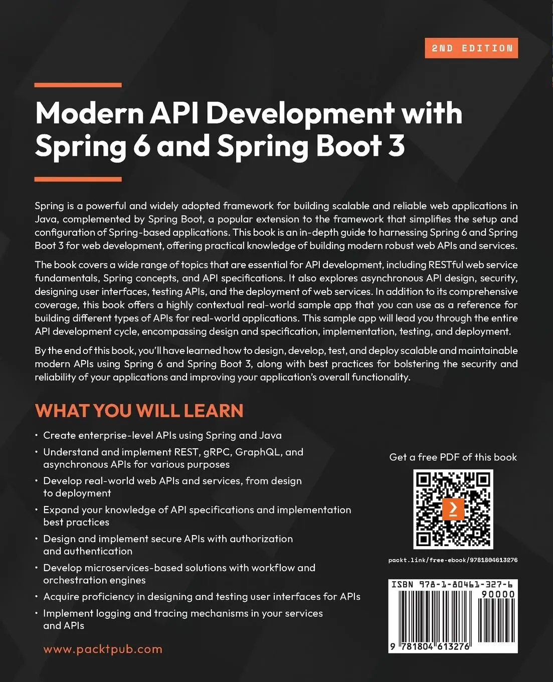 Rückseite: 9781804613276 | Modern API Development with Spring 6 and Spring Boot 3 - Second...