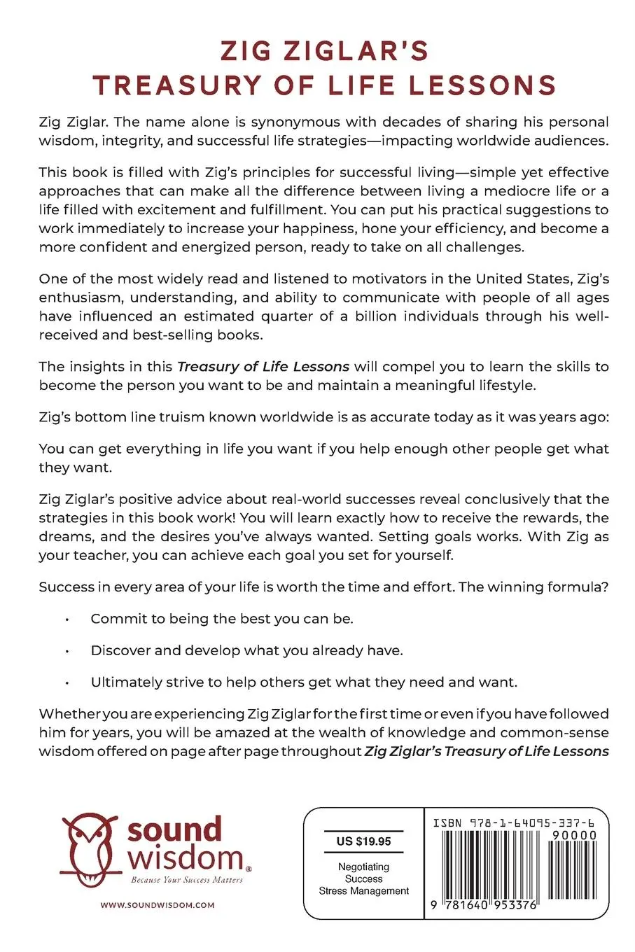 Rückseite: 9781640953376 | Zig Ziglar's Treasury of Life Lessons | Zig Ziglar | Taschenbuch