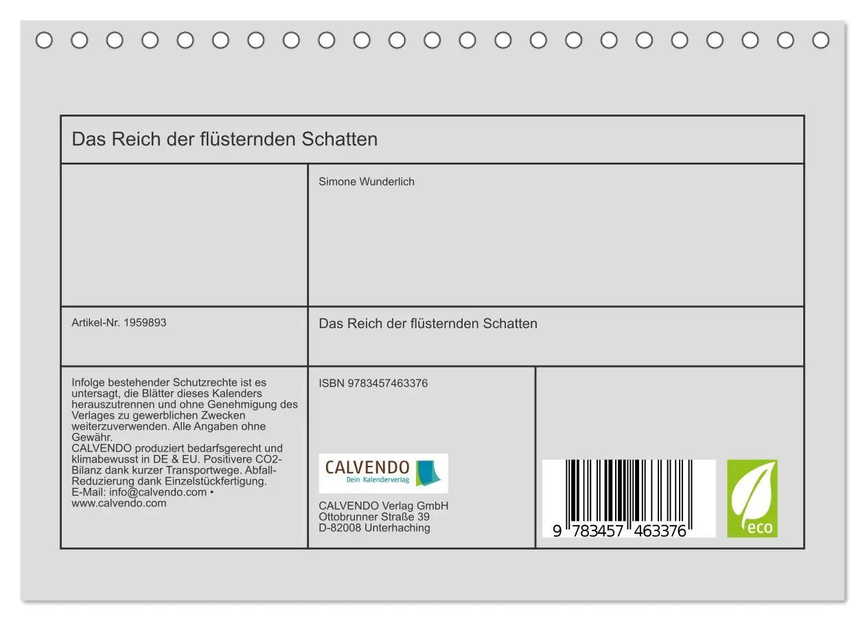 Bild: 9783457463376 | Das Reich der flüsternden Schatten (Tischkalender 2026 DIN A5...