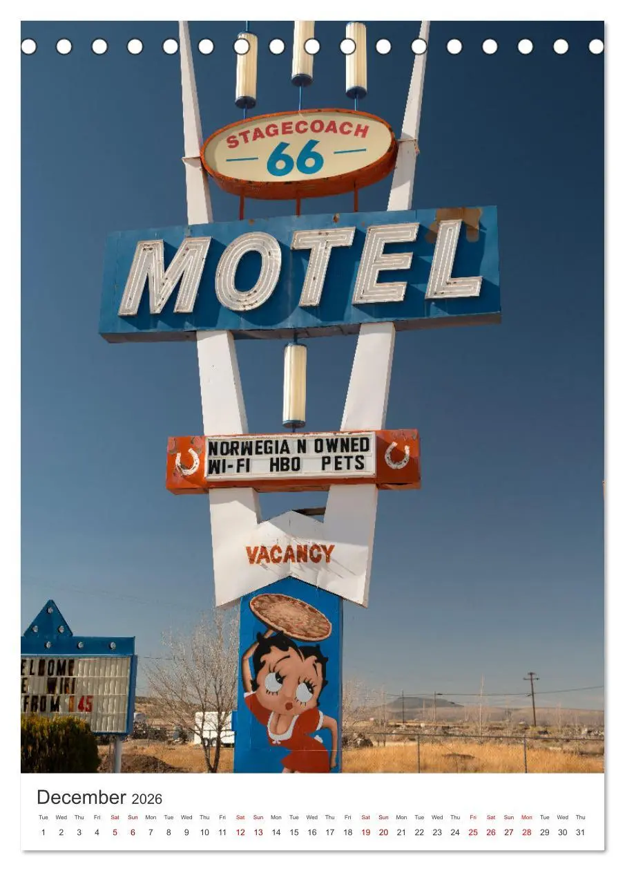 Bild: 9783516543476 | Historic Route 66 Motel (Desk Calendar 2026 DIN A5 portrait),...