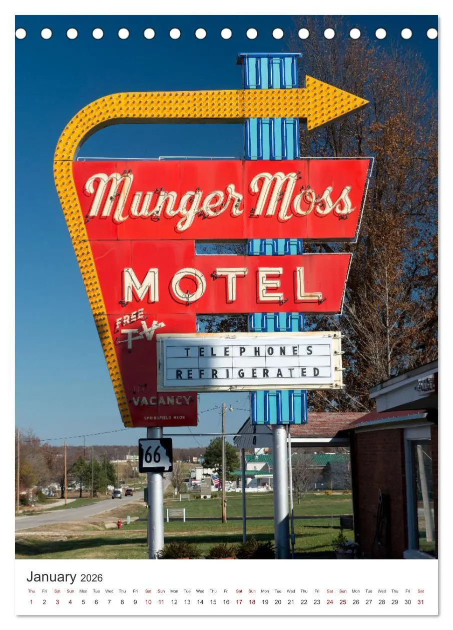 Bild: 9783516543476 | Historic Route 66 Motel (Desk Calendar 2026 DIN A5 portrait),...