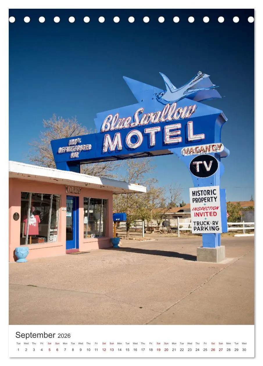 Bild: 9783516543476 | Historic Route 66 Motel (Desk Calendar 2026 DIN A5 portrait),...