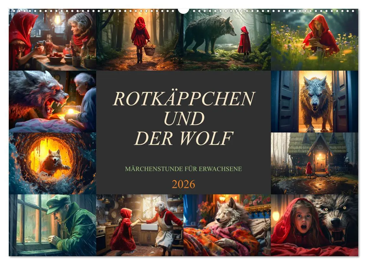 Cover: 9783457513576 | Rotkäppchen und der Wolf (Wandkalender 2026 DIN A2 quer), CALVENDO...