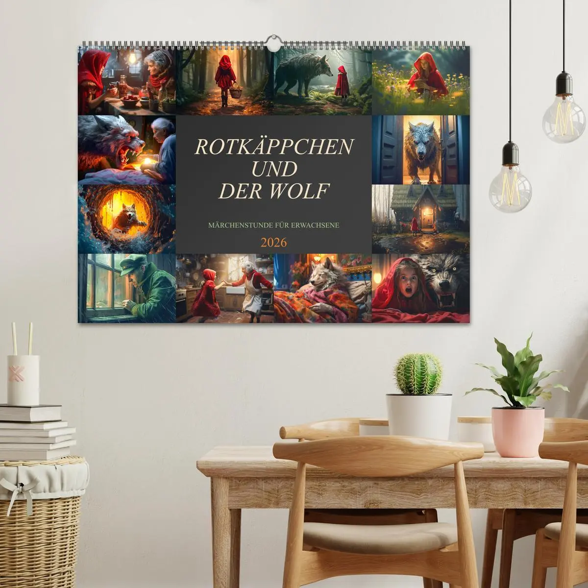 Bild: 9783457513576 | Rotkäppchen und der Wolf (Wandkalender 2026 DIN A2 quer), CALVENDO...