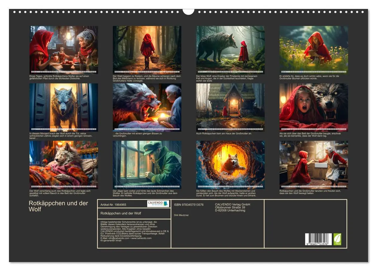 Bild: 9783457513576 | Rotkäppchen und der Wolf (Wandkalender 2026 DIN A2 quer), CALVENDO...