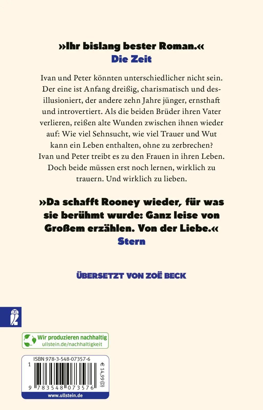 Rückseite: 9783548073576 | Intermezzo | Sally Rooney | Taschenbuch | 496 S. | Deutsch | 2025