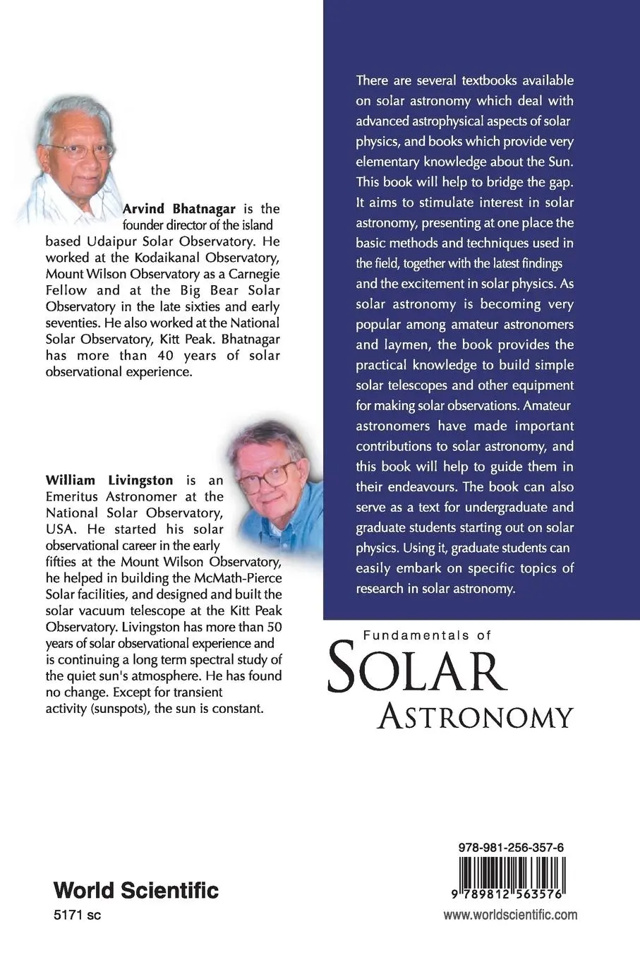 Rückseite: 9789812563576 | FUNDAMENTALS OF SOLAR ASTRONOMY (V6) | Livingston | Taschenbuch | 2005