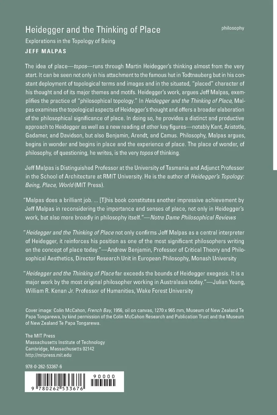 Rückseite: 9780262533676 | Heidegger and the Thinking of Place | Jeff Malpas | Taschenbuch | 2017