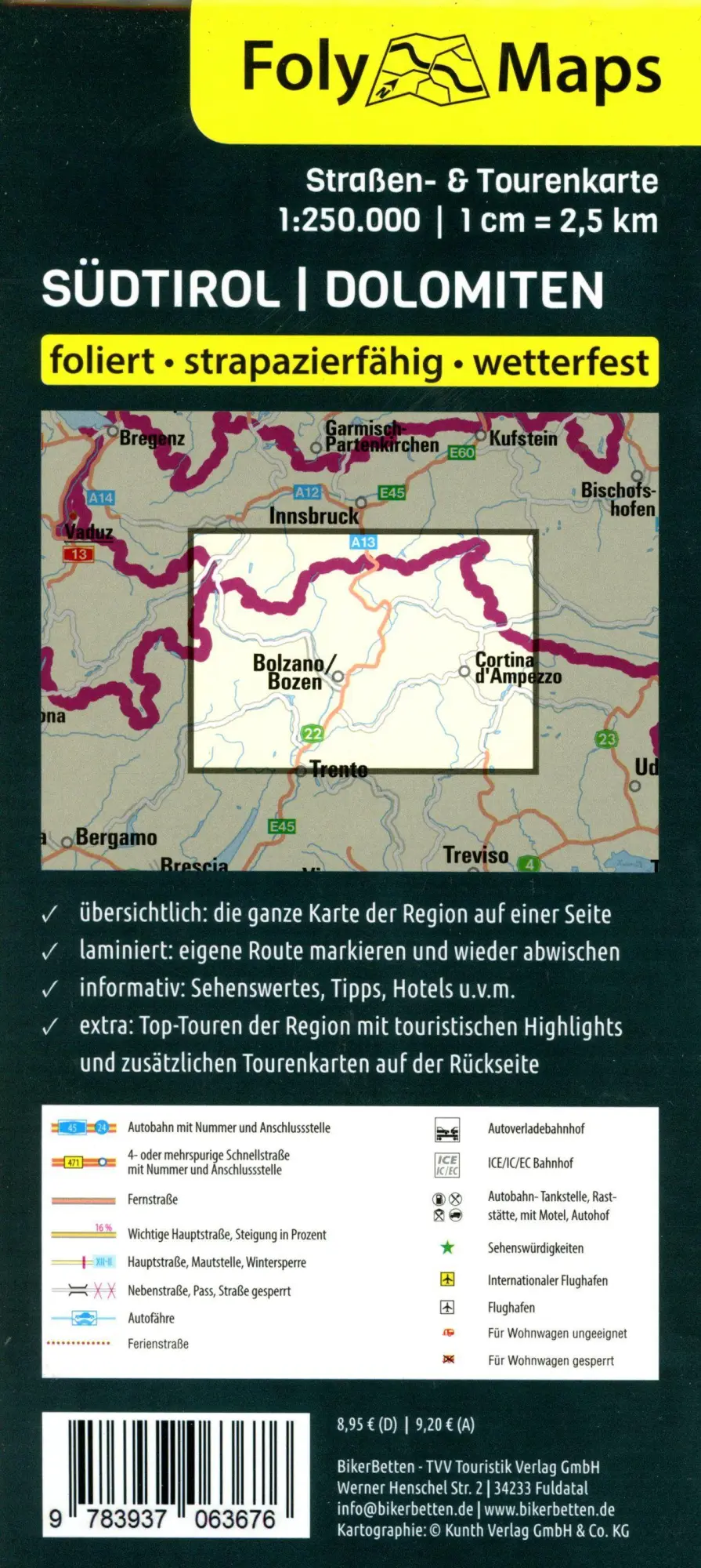 Bild: 9783937063676 | FolyMaps Südtirol Dolomiten 1:250 000 | Straßen- und Tourenkarte