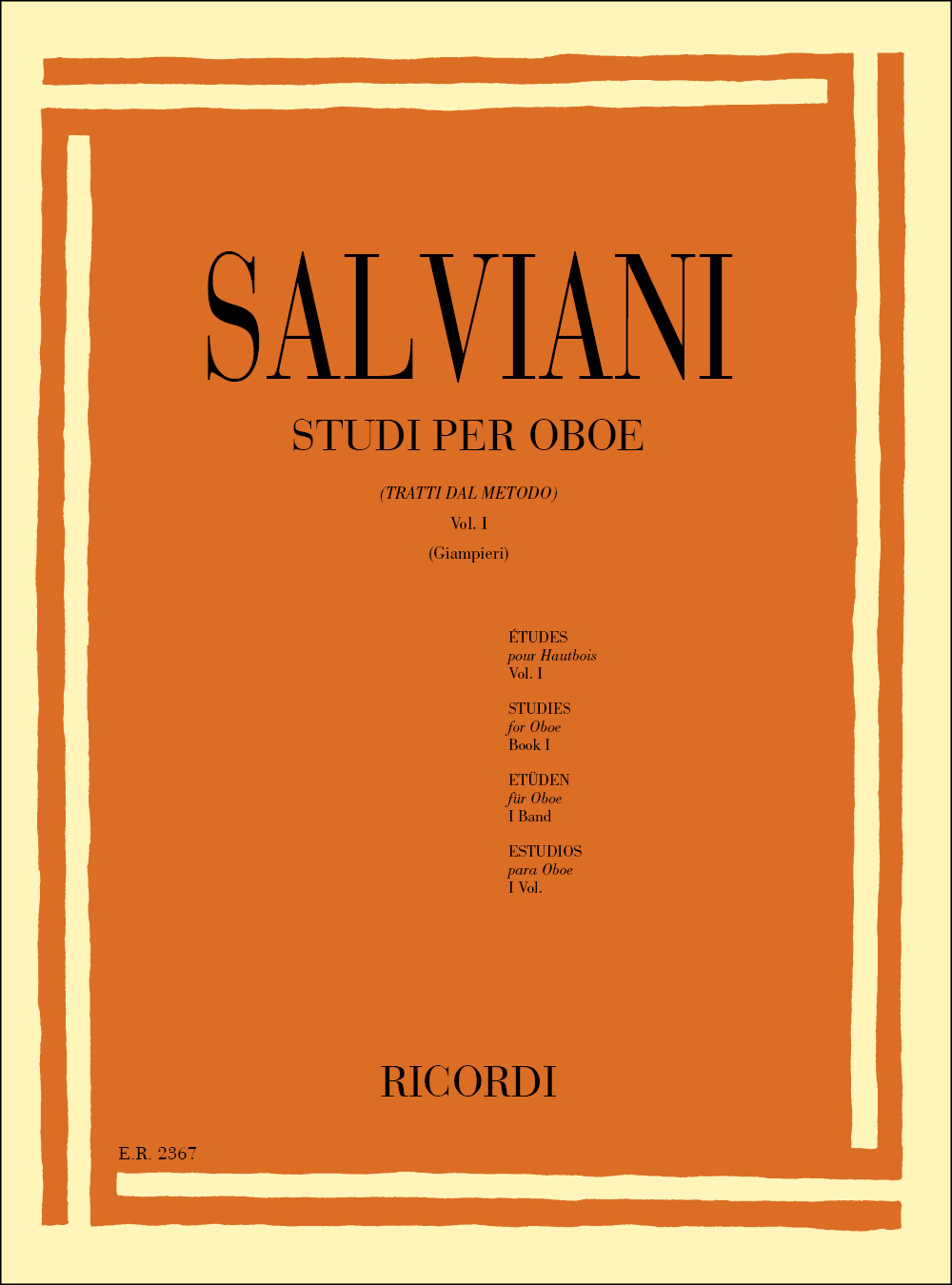 Cover: 9790041823676 | Studi Per Oboe (Tratti Dal Metodo) Vol. I | Volume I | C. Salviani