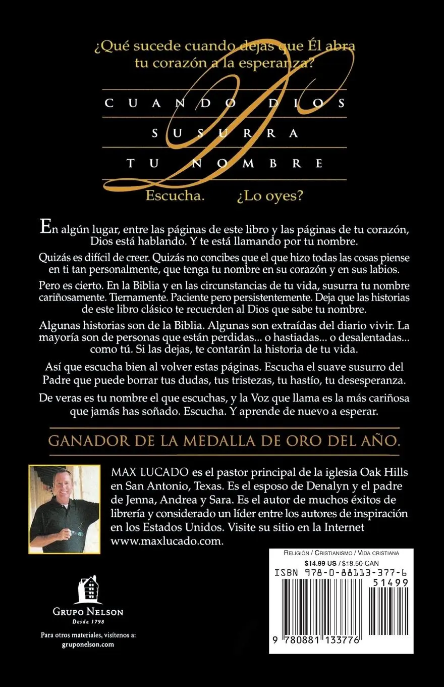 Rückseite: 9780881133776 | Cuando Dios Susurra Tu Nombre | Max Lucado | Taschenbuch | Spanisch