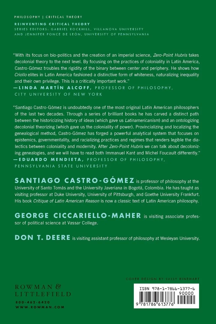 Rückseite: 9781786613776 | Zero-Point Hubris | Santiago Castro-Gómez | Taschenbuch | Englisch