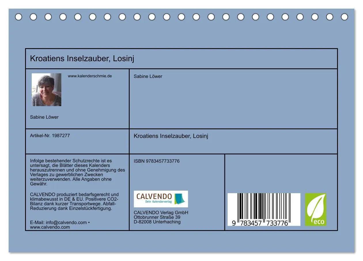 Bild: 9783457733776 | Kroatiens Inselzauber, Losinj (Tischkalender 2026 DIN A5 quer),...