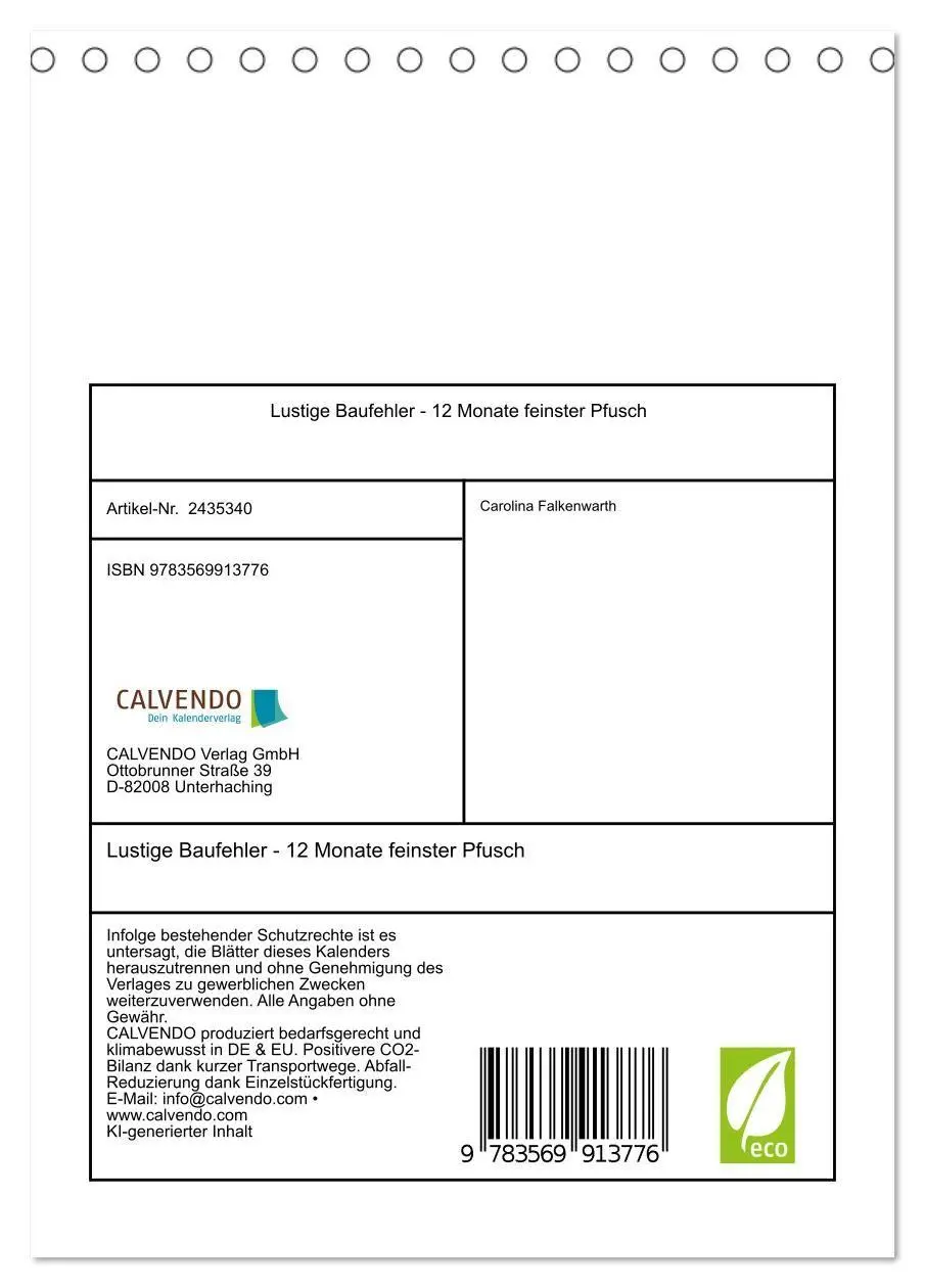Bild: 9783569913776 | Lustige Baufehler - 12 Monate feinster Pfusch (Tischkalender 2027...