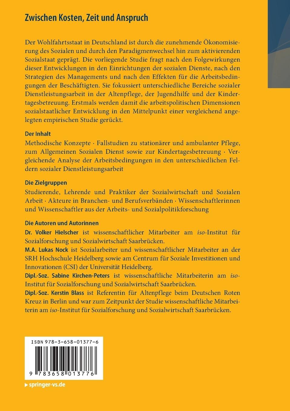 Rückseite: 9783658013776 | Zwischen Kosten, Zeit und Anspruch | Volker Hielscher (u. a.) | Buch