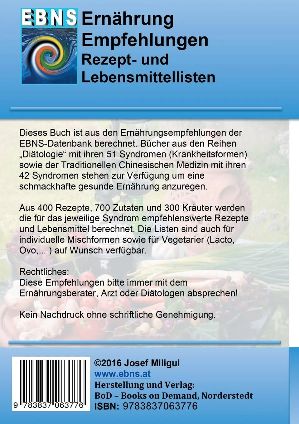 Rückseite: 9783837063776 | Ernährung bei Brustkrebs | Josef Miligui | Taschenbuch | Paperback