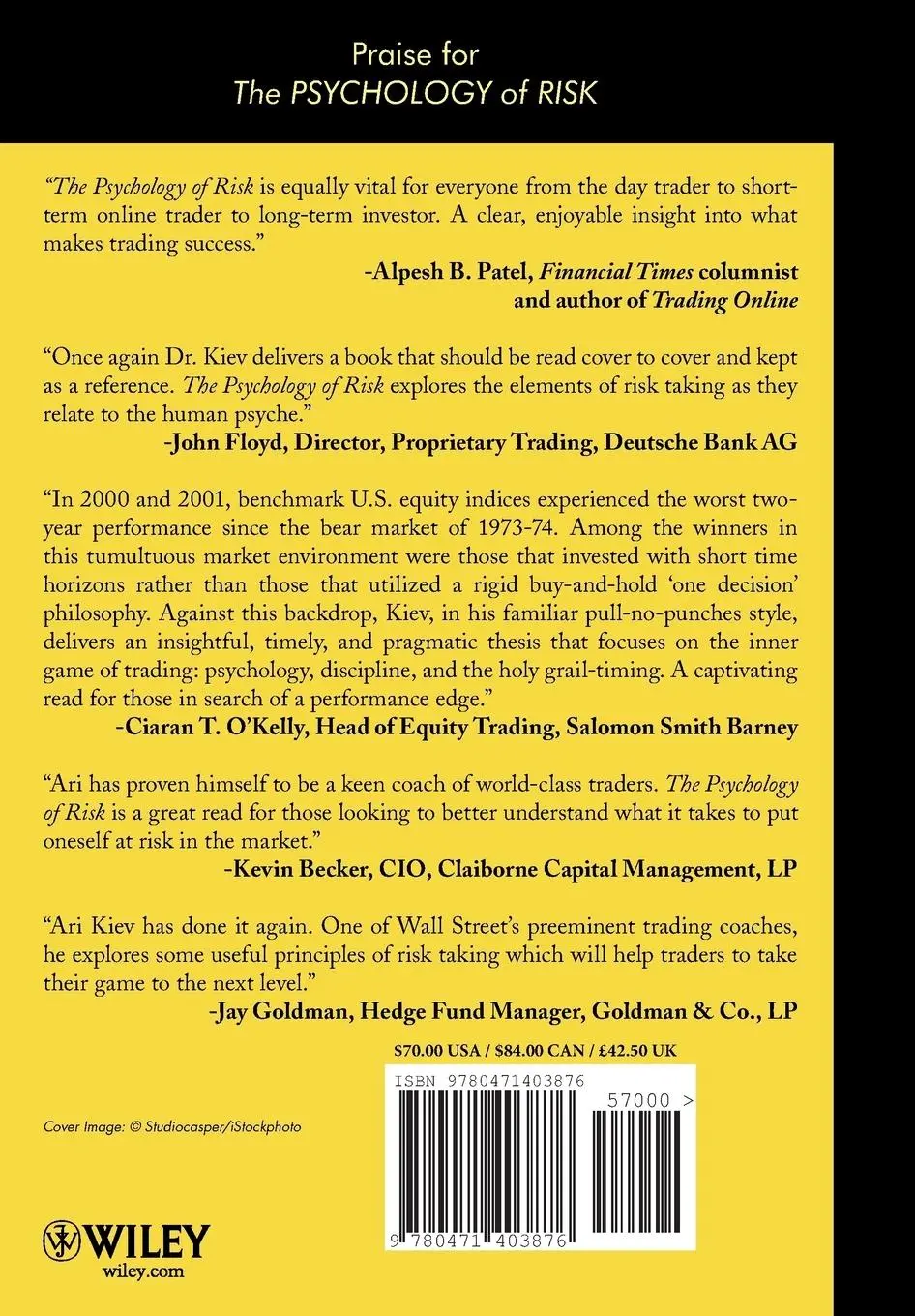 Cover: 9780471403876 | The Psychology of Risk | Mastering Market Uncertainty | Ari Kiev | XII