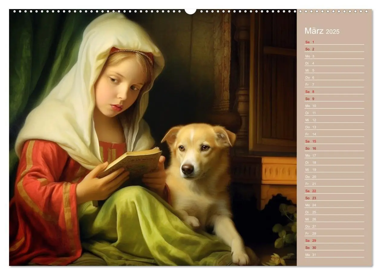 Bild: 9783435013876 | Dame mit Hund (Wandkalender 2025 DIN A2 quer), CALVENDO Monatskalender