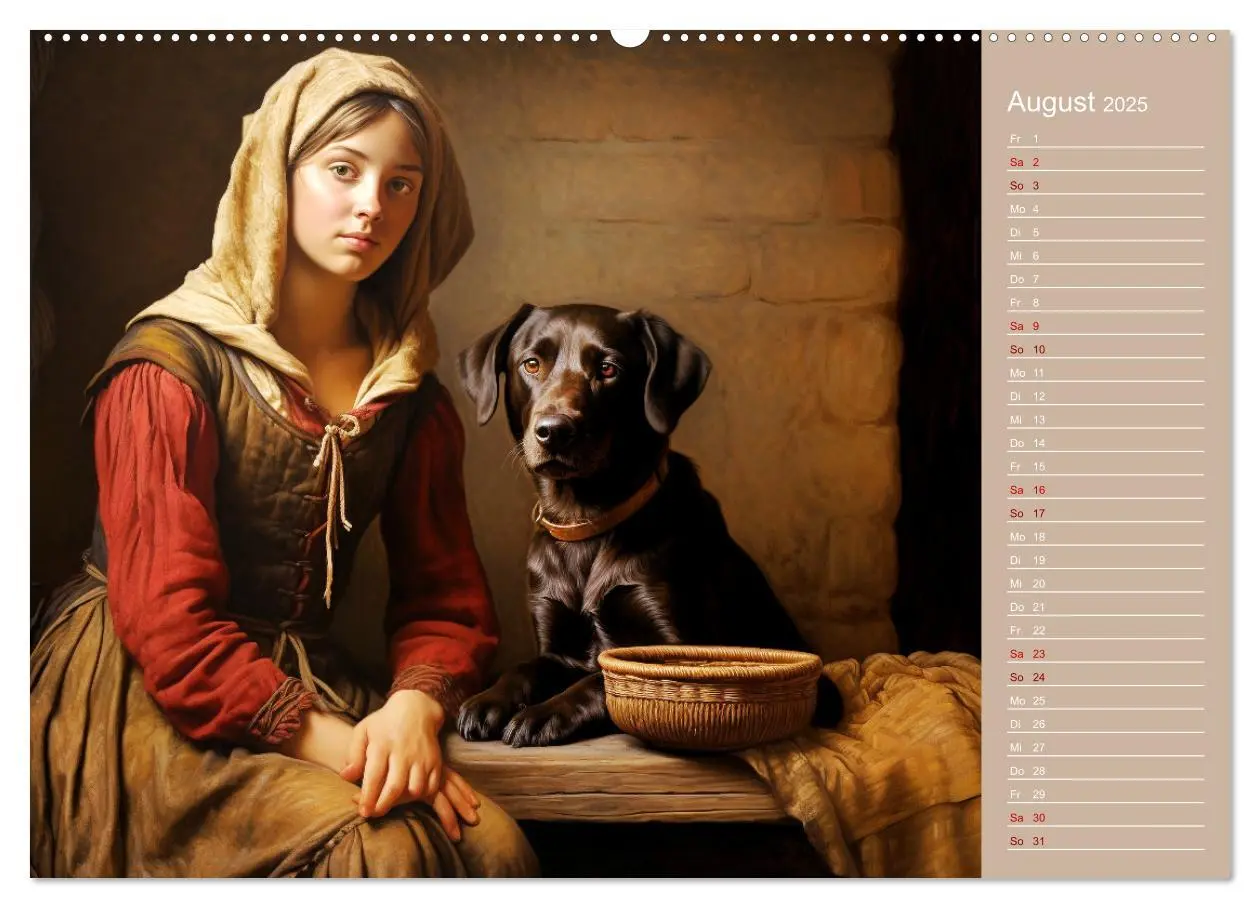 Bild: 9783435013876 | Dame mit Hund (Wandkalender 2025 DIN A2 quer), CALVENDO Monatskalender