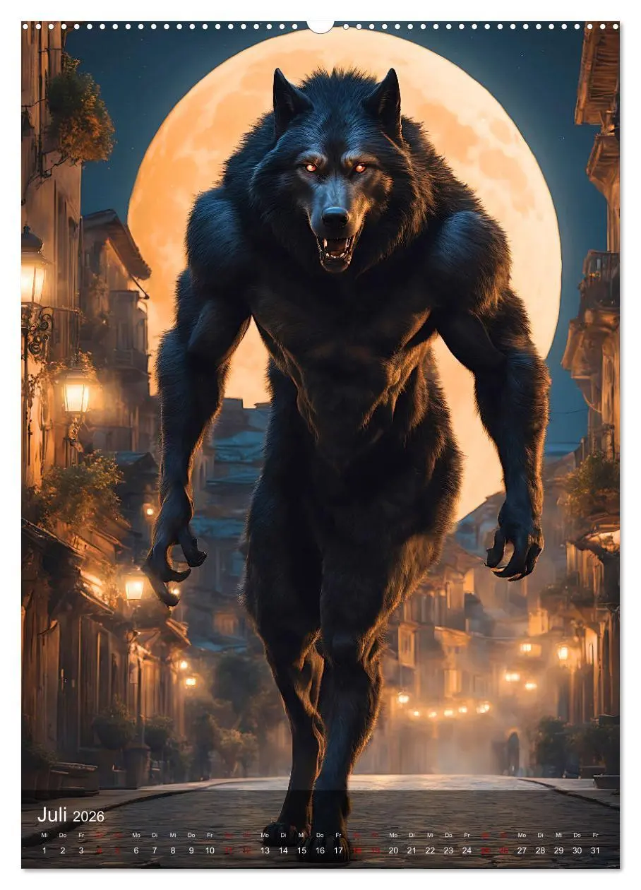 Bild: 9783516293876 | Werwölfe - mystischer Mond (Wandkalender 2026 DIN A2 hoch),...