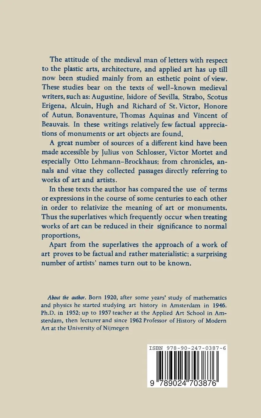 Rückseite: 9789024703876 | Elements of Art Historiography in Medieval Texts | an analytic study