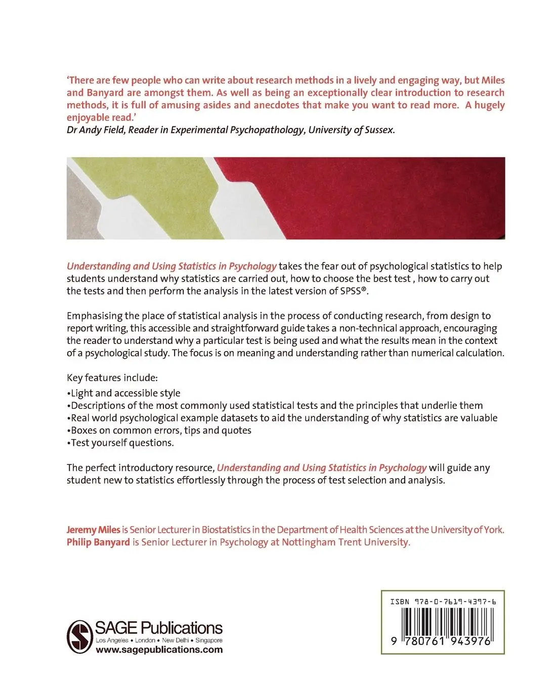 Rückseite: 9780761943976 | Understanding and Using Statistics in Psychology | Miles (u. a.)