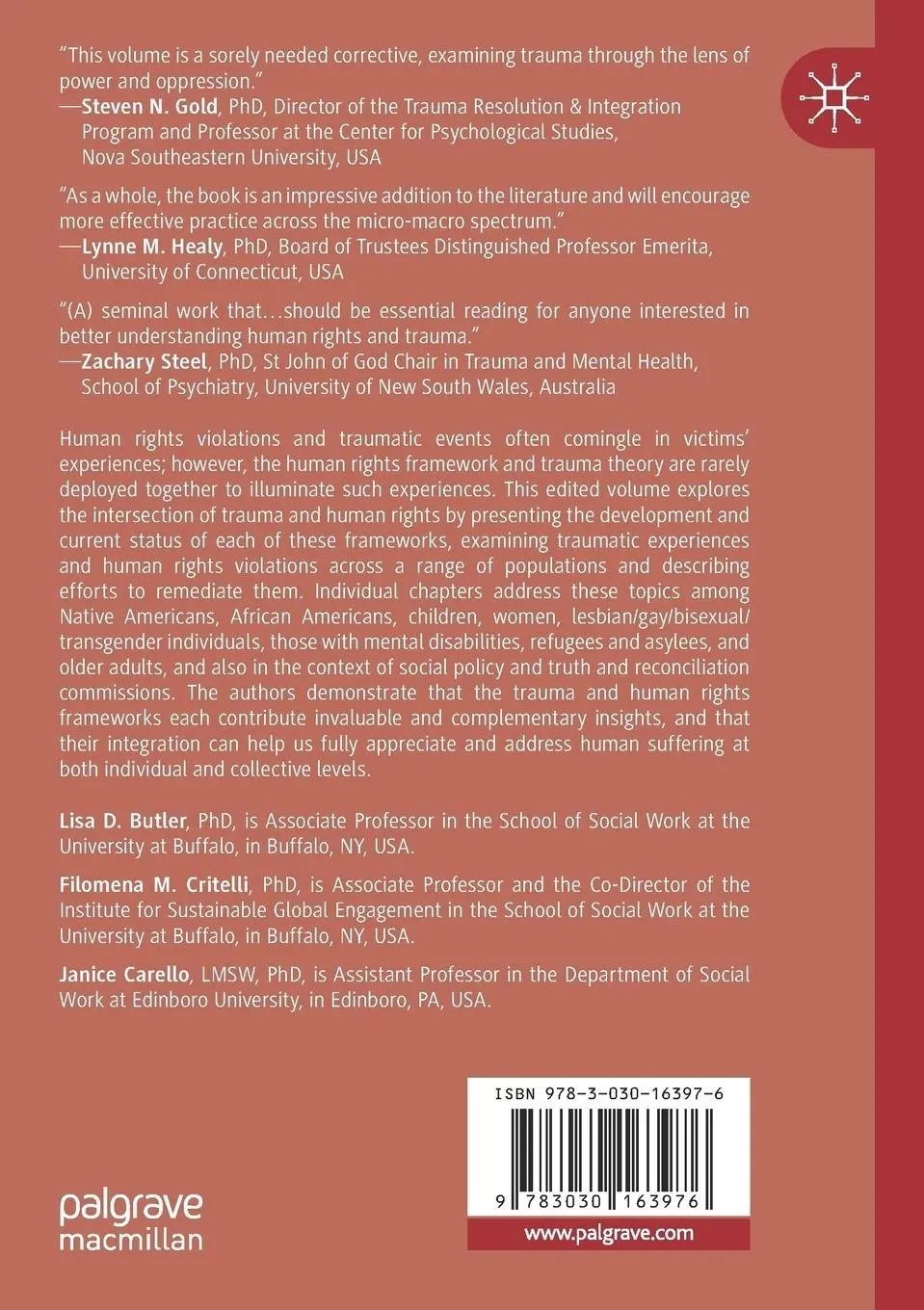Rückseite: 9783030163976 | Trauma and Human Rights | Lisa D. Butler (u. a.) | Taschenbuch | xxv