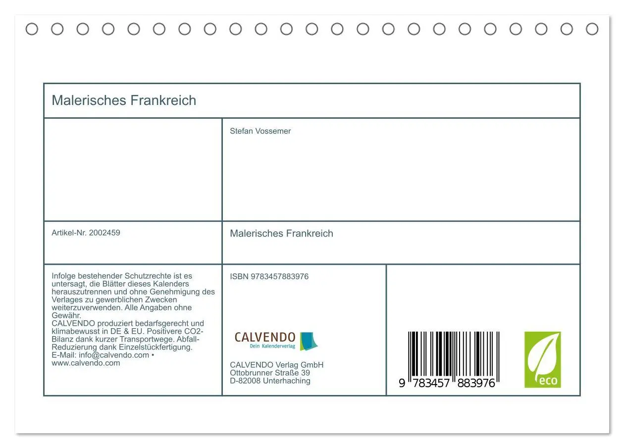 Bild: 9783457883976 | Malerisches Frankreich (Tischkalender 2026 DIN A5 quer), CALVENDO...