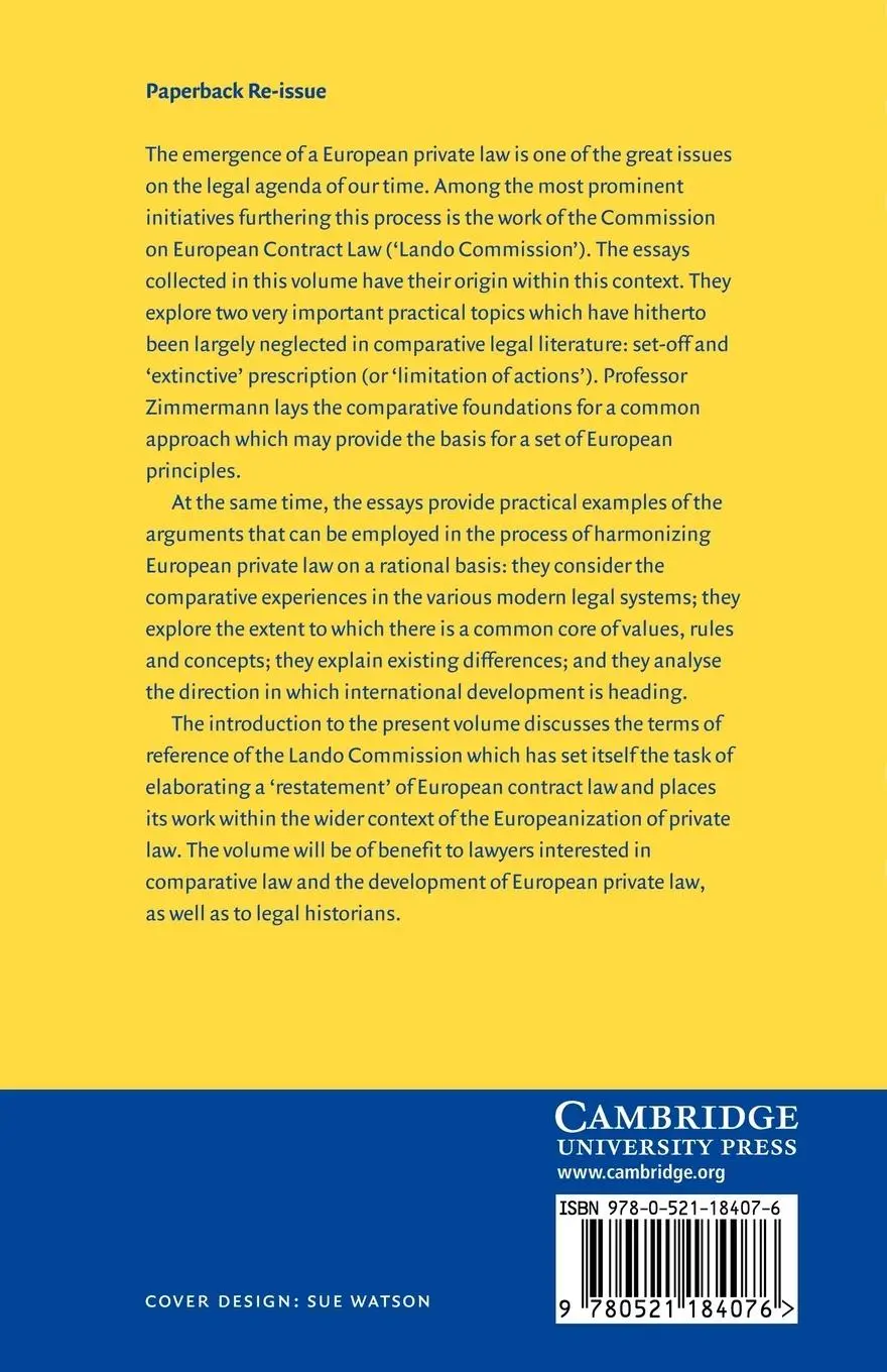Rückseite: 9780521184076 | Comparative Foundations of a European Law of Set-Off and Prescription