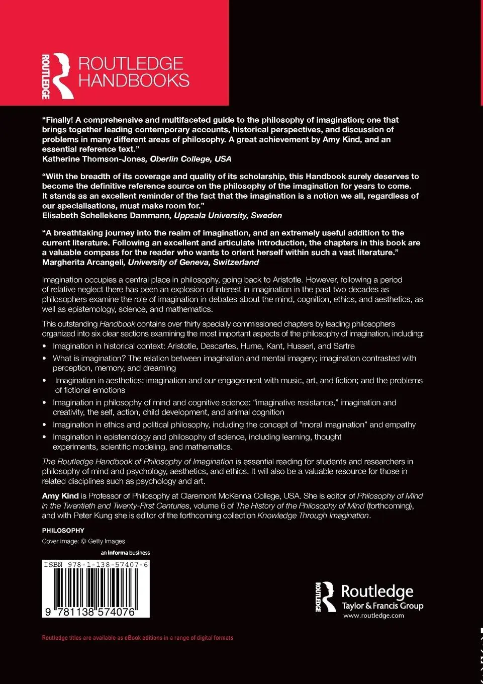 Rückseite: 9781138574076 | The Routledge Handbook of Philosophy of Imagination | Amy Kind | Buch
