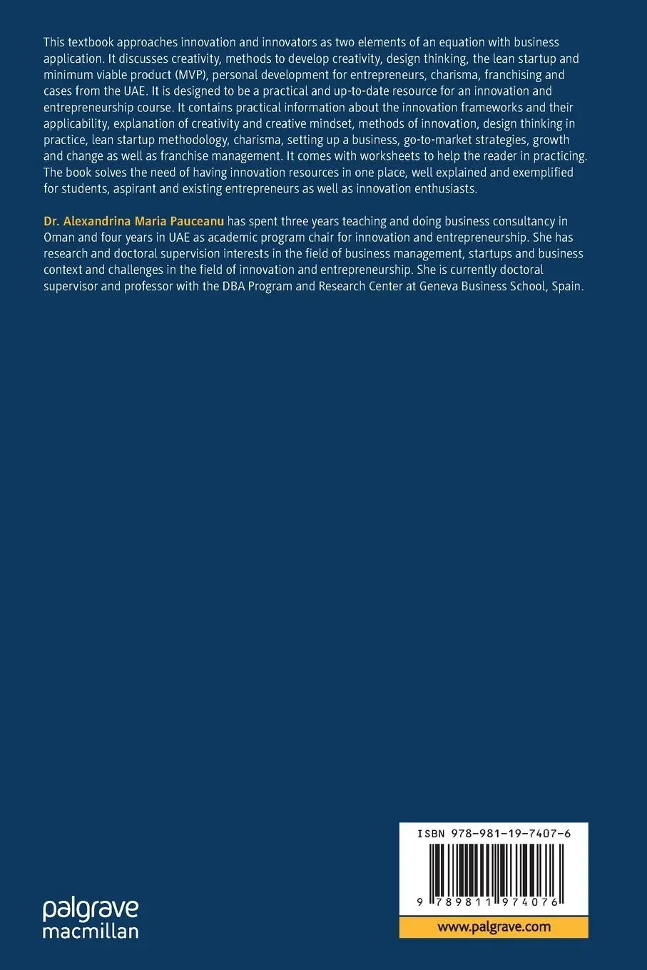 Rückseite: 9789811974076 | Innovation, Innovators and Business | Arab World Edition | Pauceanu