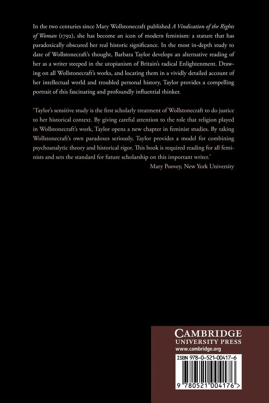 Rückseite: 9780521004176 | Mary Wollstonecraft and the Feminist Imagination | Barbara Taylor