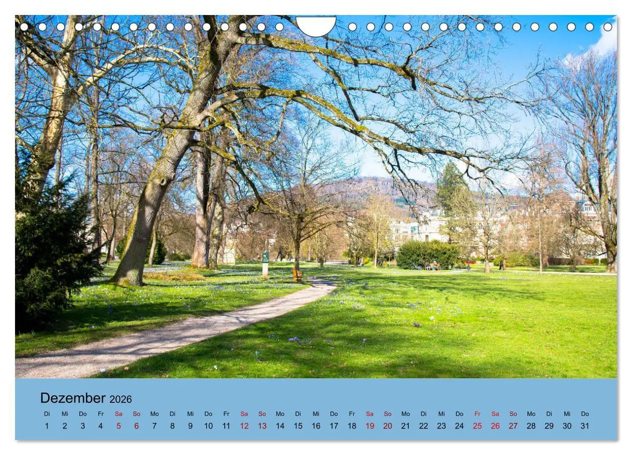 Bild: 9783457834176 | Kurpark Baden-Baden (Wandkalender 2026 DIN A4 quer), CALVENDO...