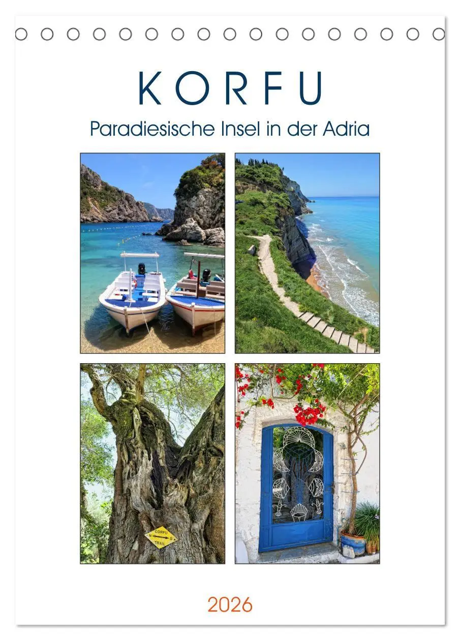 Cover: 9783516394276 | Korfu - Paradiesische Insel in der Adria (Tischkalender 2026 DIN A5...