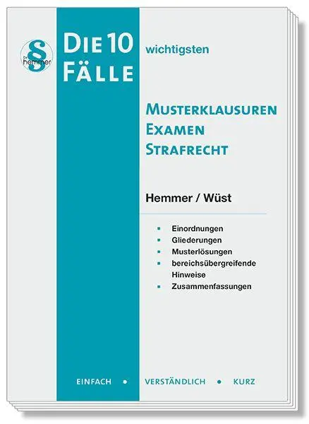 Cover: 9783968384276 | Die 10 wichtigsten Fälle Musterklausuren Examen Strafrecht | Buch