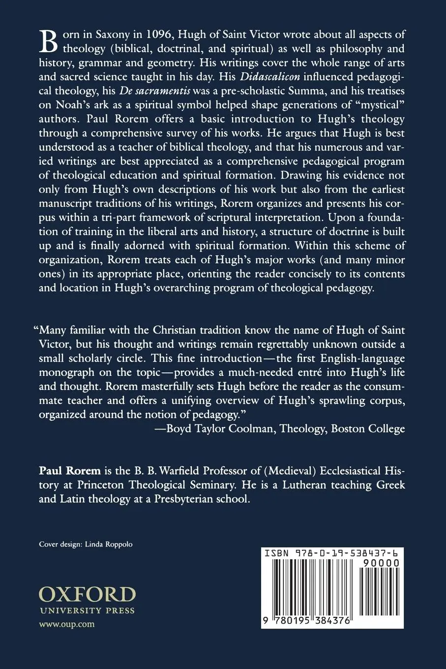 Rückseite: 9780195384376 | Hugh of Saint Victor | Paul Rorem | Taschenbuch | Englisch | 2009