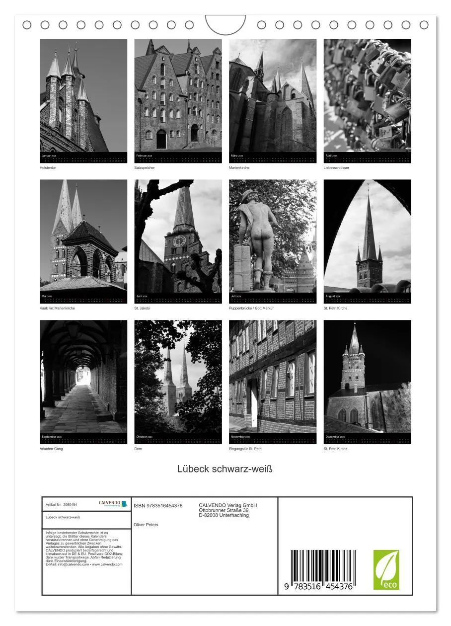 Bild: 9783516454376 | Lübeck schwarz-weiß (Wandkalender 2026 DIN A4 hoch), CALVENDO...