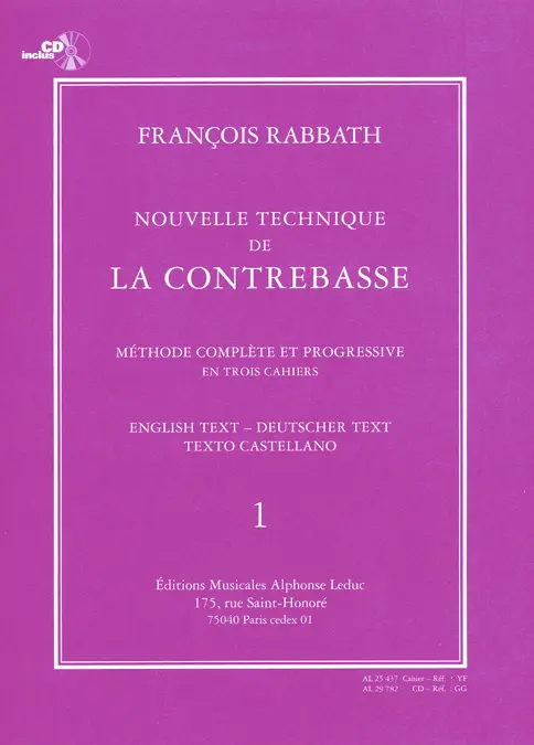 Cover: 9790046254376 | Nouvelle Technique de la Contrebasse, Cahier 1 | Francois Rabbath