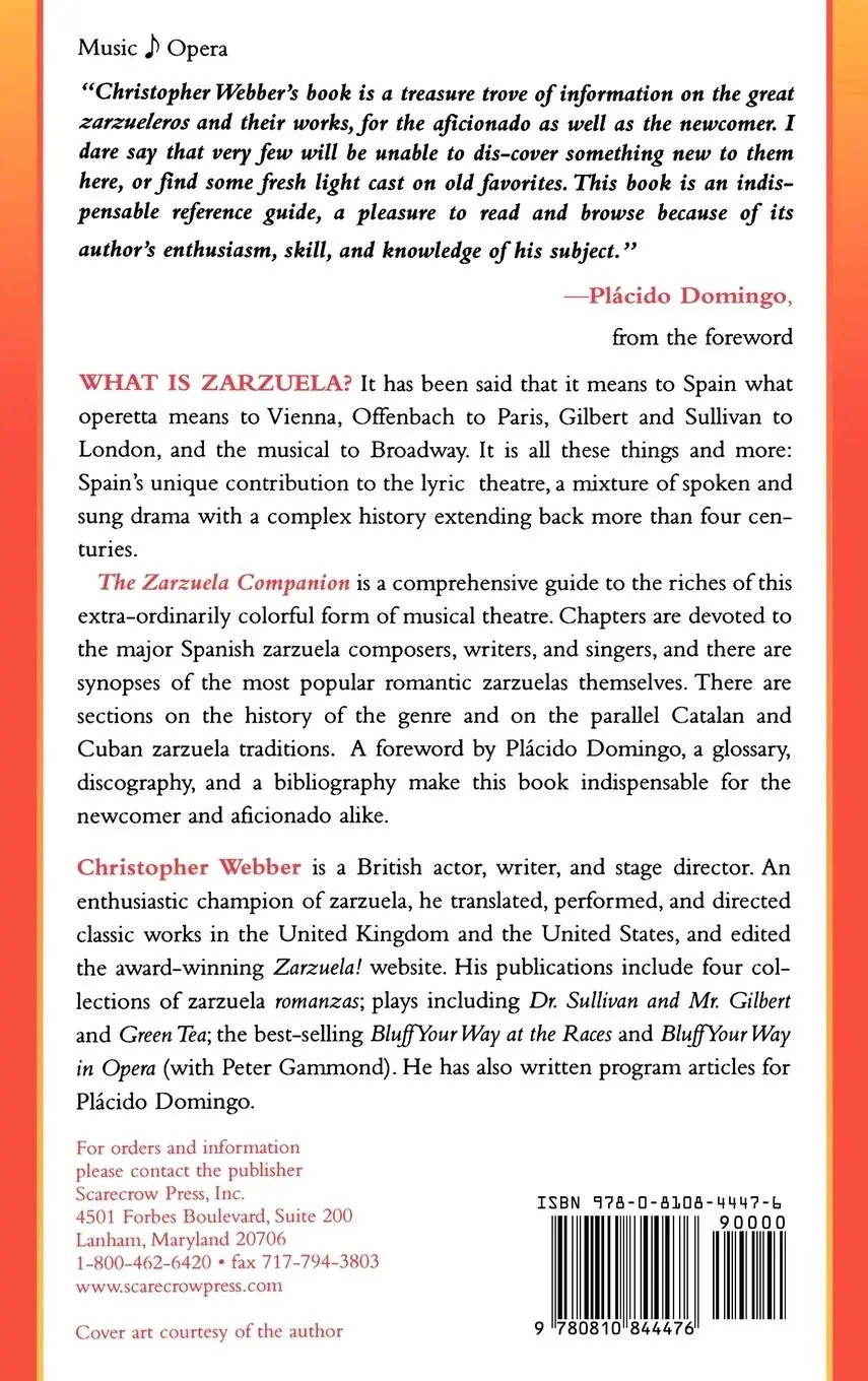 Rückseite: 9780810844476 | The Zarzuela Companion | Christopher Webber | Buch | Englisch | 2002