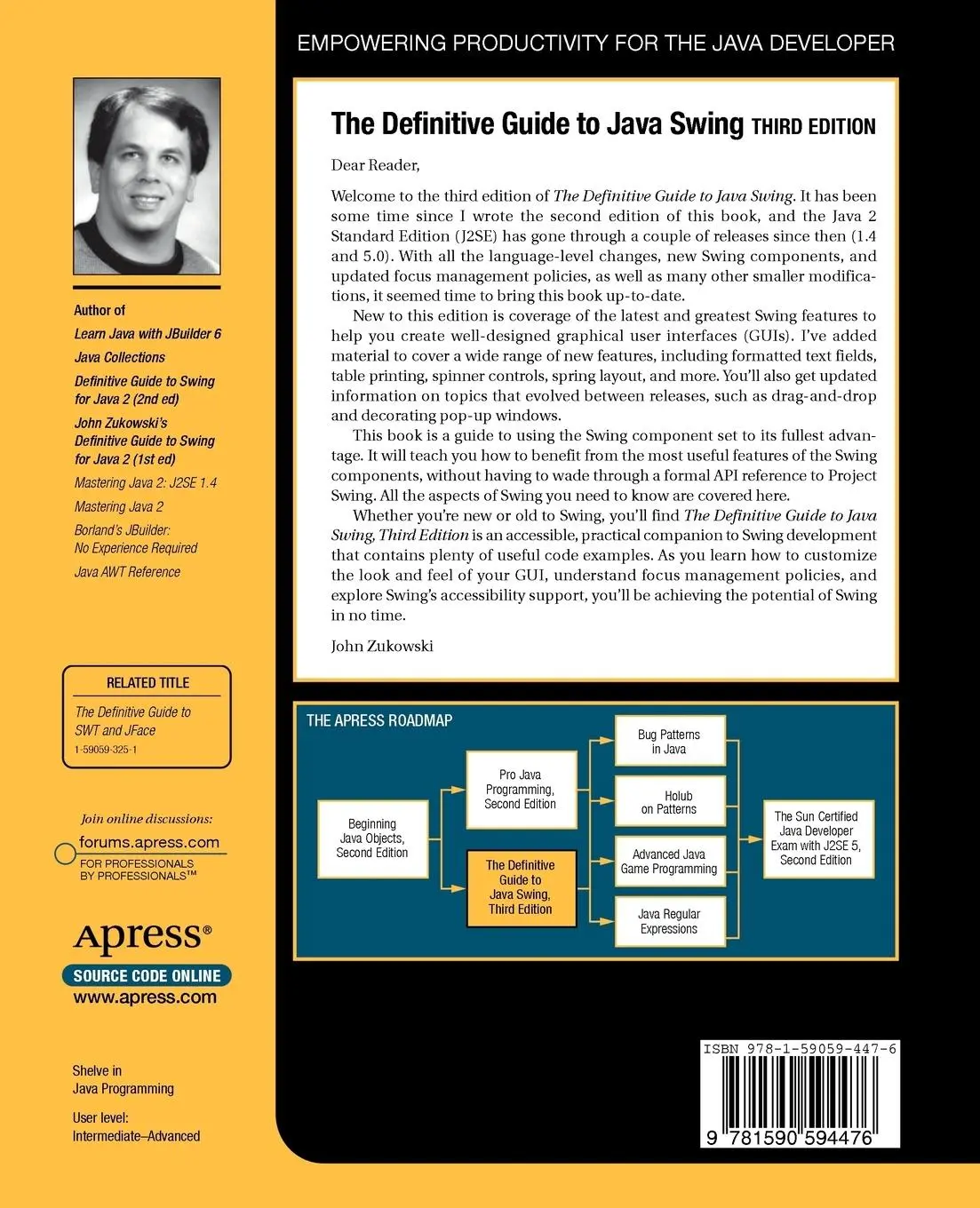Rückseite: 9781590594476 | The Definitive Guide to Java Swing | John Zukowski | Taschenbuch