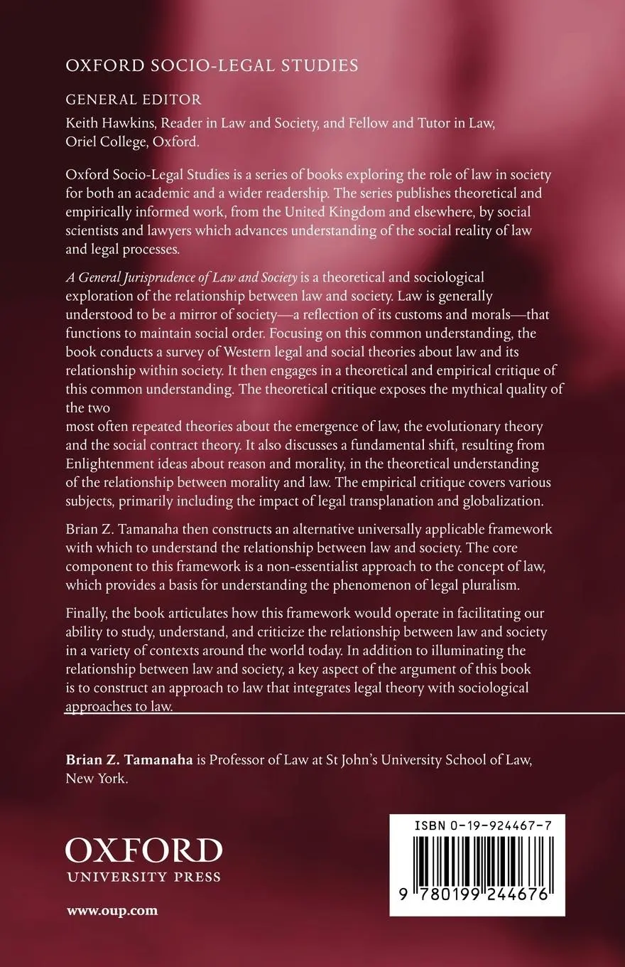 Rückseite: 9780199244676 | A General Jurisprudence of Law and Society | Brian Z. Tamanaha | Buch