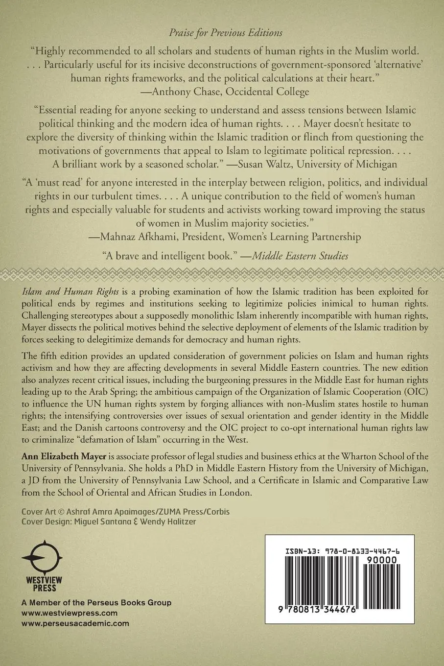 Rückseite: 9780813344676 | Islam and Human Rights | Tradition and Politics | Ann Elizabeth Mayer