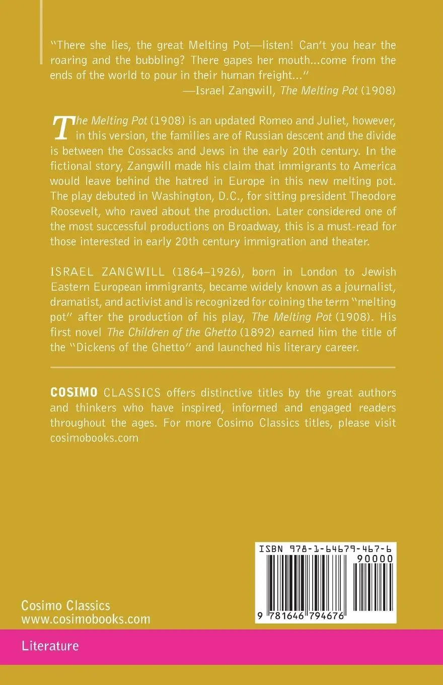 Rückseite: 9781646794676 | The Melting Pot | A Drama in Four Acts | Israel Zangwill | Taschenbuch