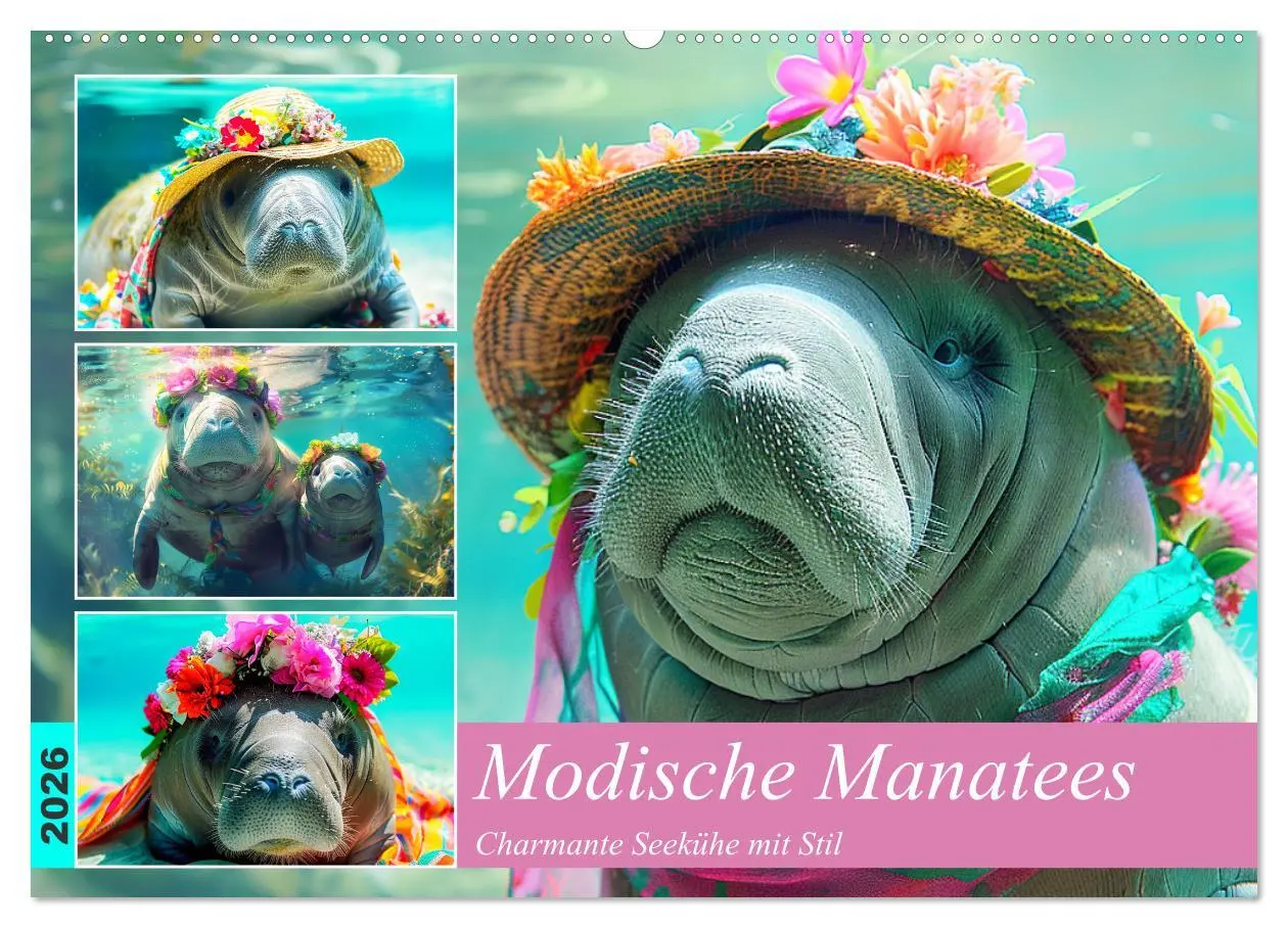 Cover: 9783457404676 | Modische Manatees. Charmante Seekühe mit Stil (Wandkalender 2026...