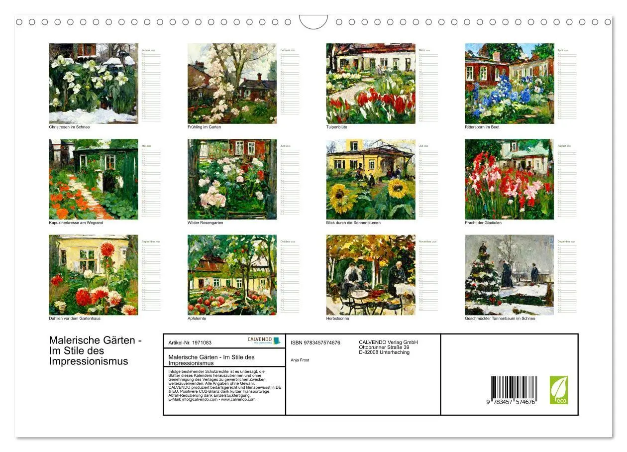 Bild: 9783457574676 | Malerische Gärten - Im Stile des Impressionismus (Wandkalender 2026...