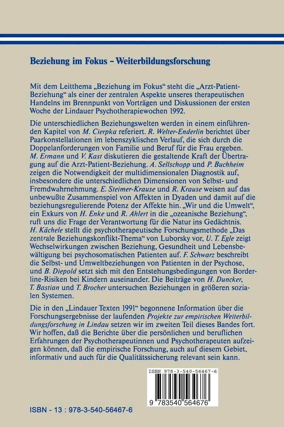 Rückseite: 9783540564676 | Teil 1 Beziehung im Fokus Teil 2 Weiterbildungsforschung | Taschenbuch